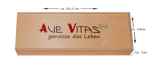 Kaminknistern Bio-Geschenkbox mit Ave-Vitas Bio-Granatapfellikör